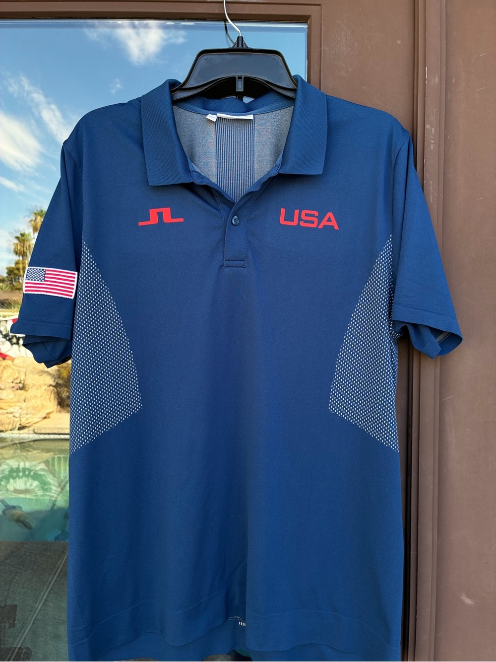 J. Lindeberg USA Blue Olympics Line Golf Polo XL